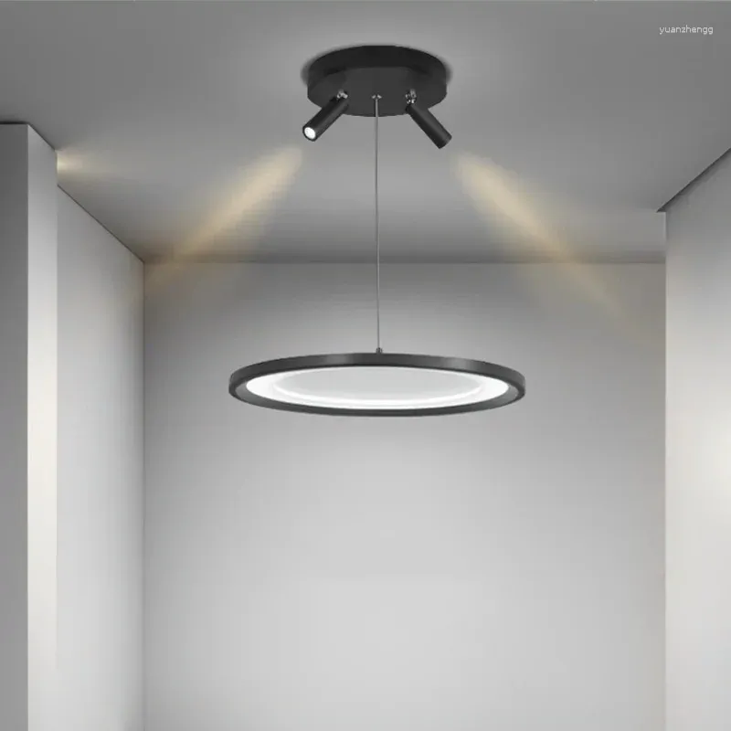 Lustres lustres à LED circulaire minimaliste moderne avec projecteurs de salle à manger bar de chambre à coucher étude de lampes suspendues