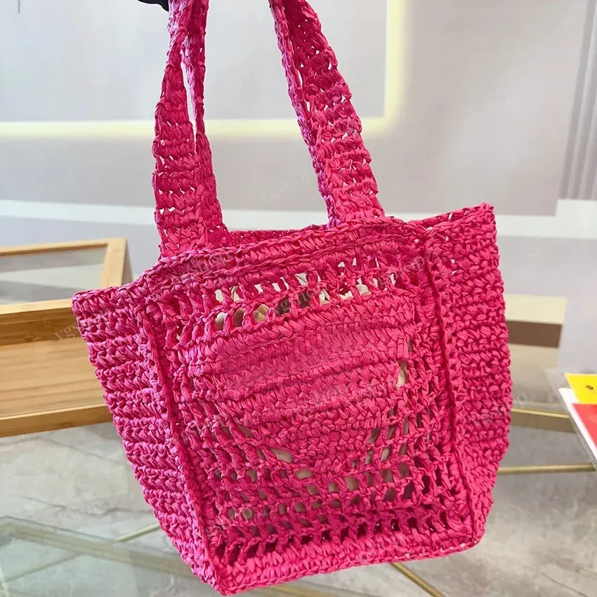 Tote Bag Strawtas Letter enkele schouder Crossbody Tas Handige opslag van zomer strandzakken Lafiet linnen geweven tas met grote capaciteit voor vrije tijd