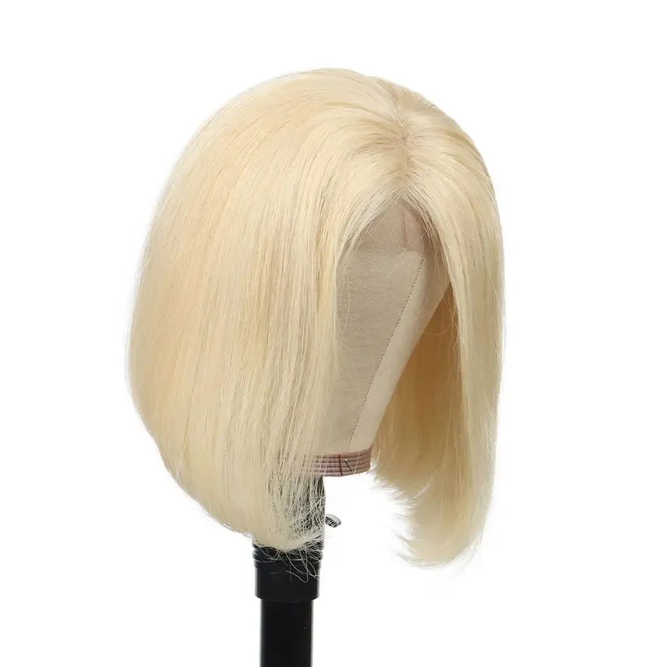 13x4 Bob Frontal Wigs 1B 613 Ombre Blonde Straight Brazilian Lace Front Human Hair Hair Breacted Procked Short for Black