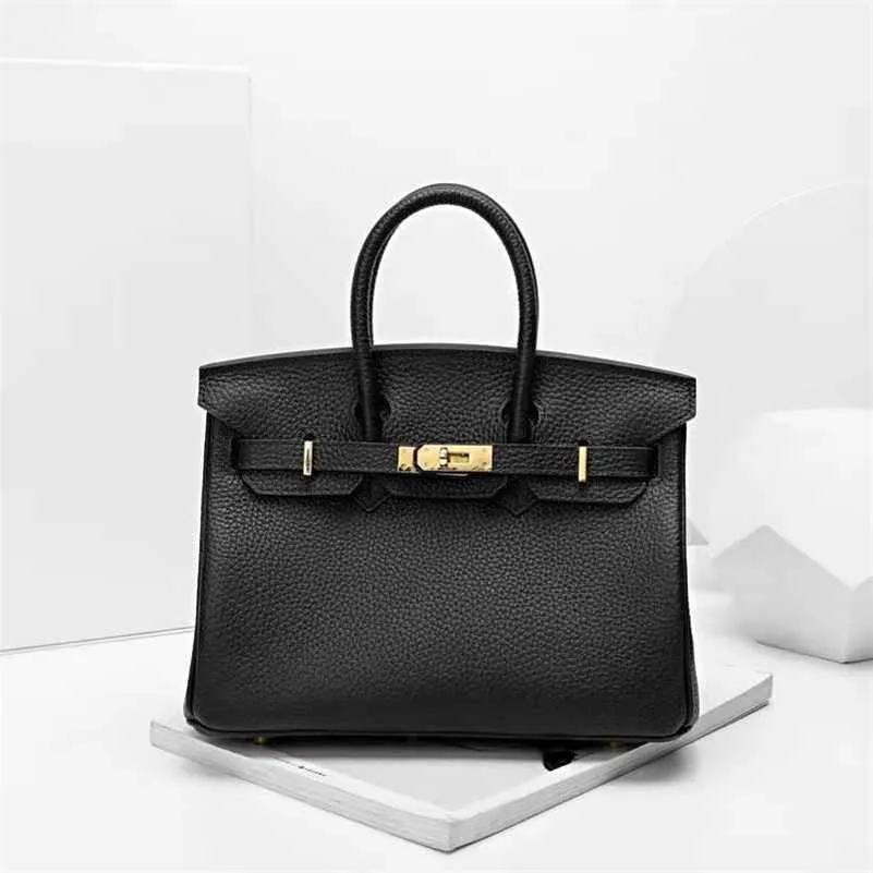 Bag Designer Tote 2024 Platinum Household Women's Large Capacity Top Layer Litchi Grain Leather Crossbody Women's Handbag LFNU