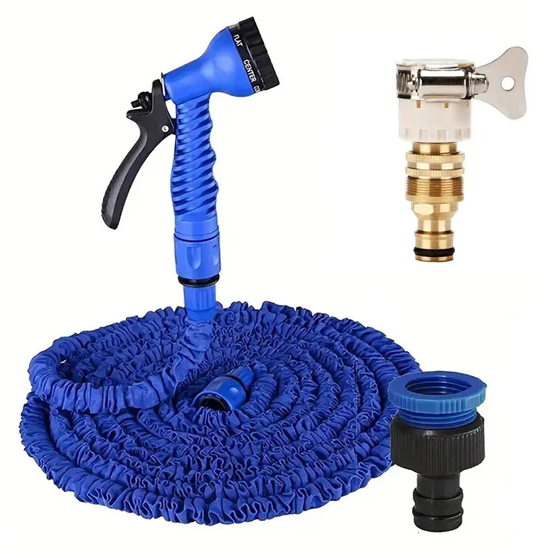 Extensibles Magic Hoses Nettaition Nettoyage Pin Garden Gardens Arrosage Outils d'irrigation trois dans un connecteur universel 240514