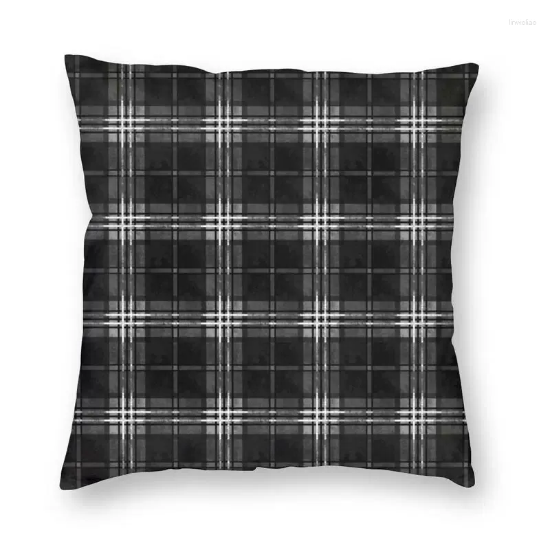 Pillow Gray Black Plaid Tartan Pattern Throw Home Decoration Texture Geometric Nordic Cover Soft Pillowcase