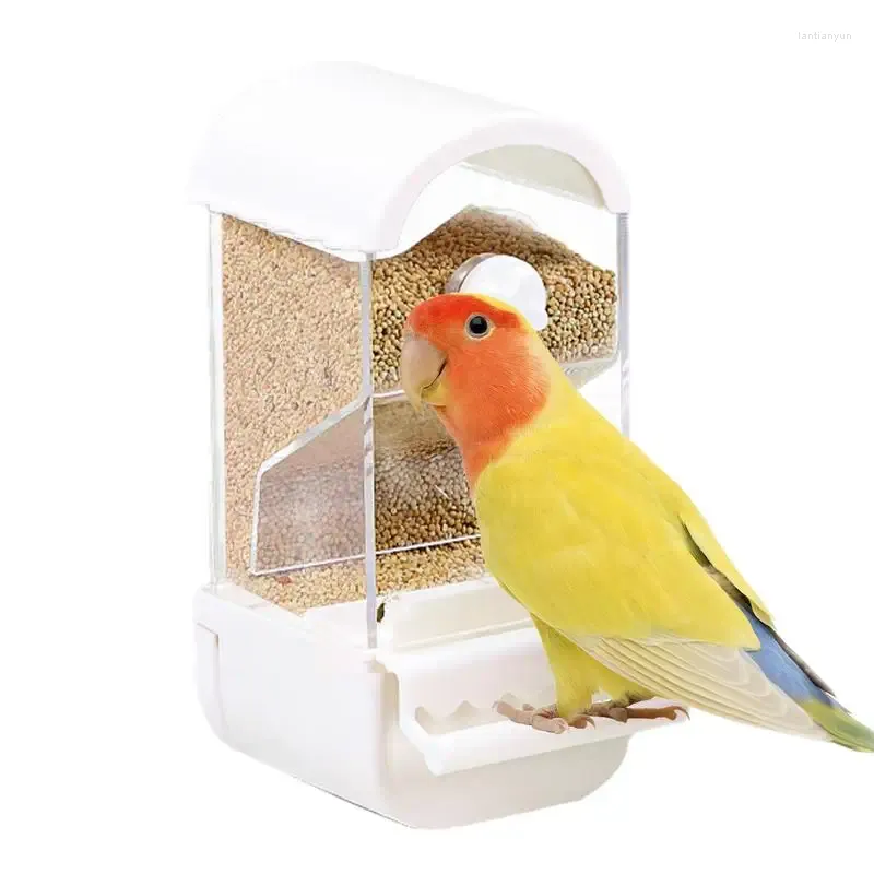 Autres fournitures d'oiseau mangeur automatique pour la cage sans désordre Conteneur de nourriture pour animaux de compagnie Cockatiel Parrot Distes Birdfeeder