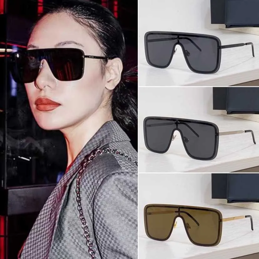 Seçilmiş Yeni Saint Büyük Çerçeve Siyah Süper Gözlükler Ön Camlar Bir Parça Bodysuit Güneş Gözlüğü Kadın Ağı Kırmızı Aynı Stil İnce