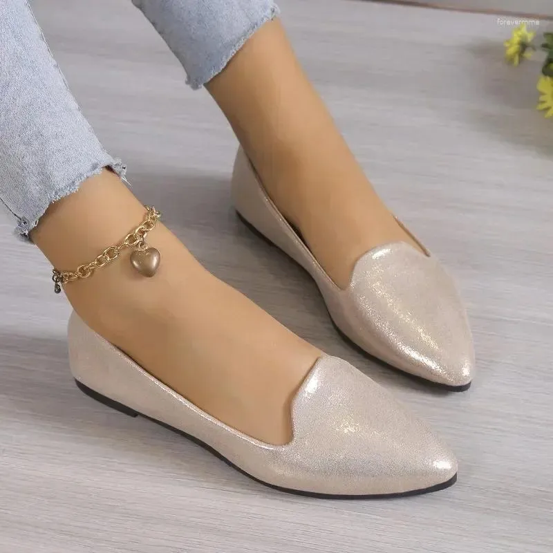 Casual Shoes Fashion Slip-on Loafers Ladies Breathable Stretch Shallow Flats Women Soft Bottom Pointed Toe Boat Plus Size 43