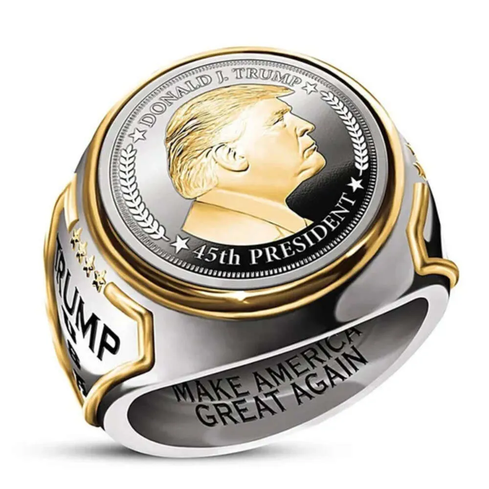 Commémoratifs mine hommes Trump Statue Rings High Party Supporter Punk Jewelry Gift