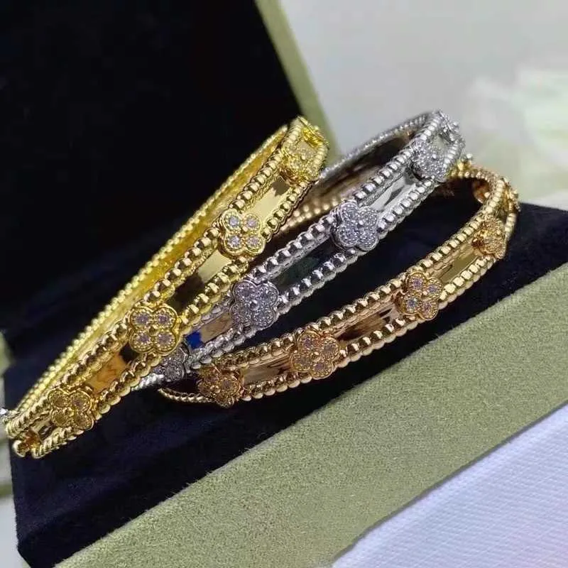 Mästare designad utsökta retro Vanlycle smycken armband klöver för kvinnor smal rosguld 18k vit bred med vanligt vanley