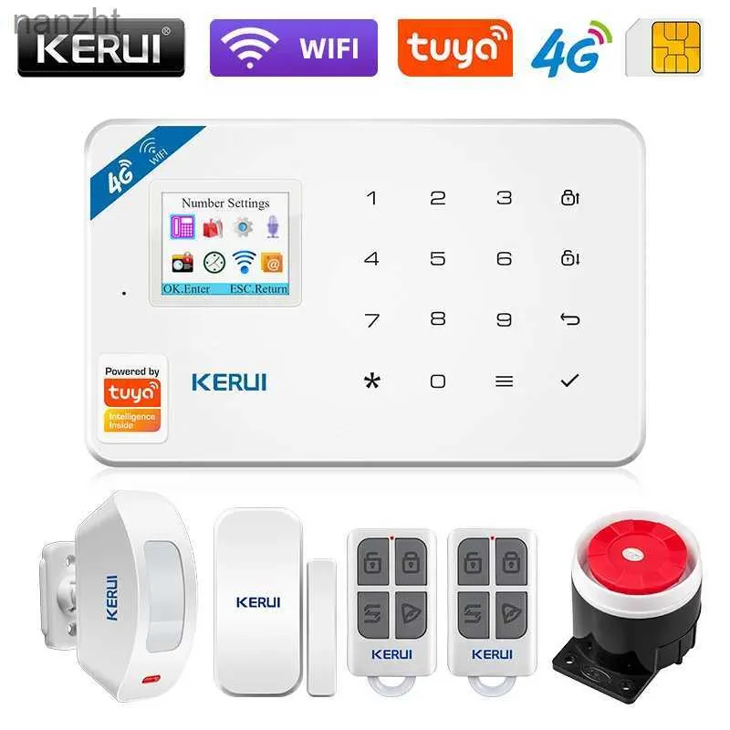 Sistemi di allarme Kerui W184 TUYA Smart Home Wifi GSM 4G Sistema di allarme Allegaggio Allegaggio Home Sicurezza Applicazione ALLA ALLA ALLA ALLARE SENSORE DI MOVIMENTO 6 LINGUA GARAGE WX