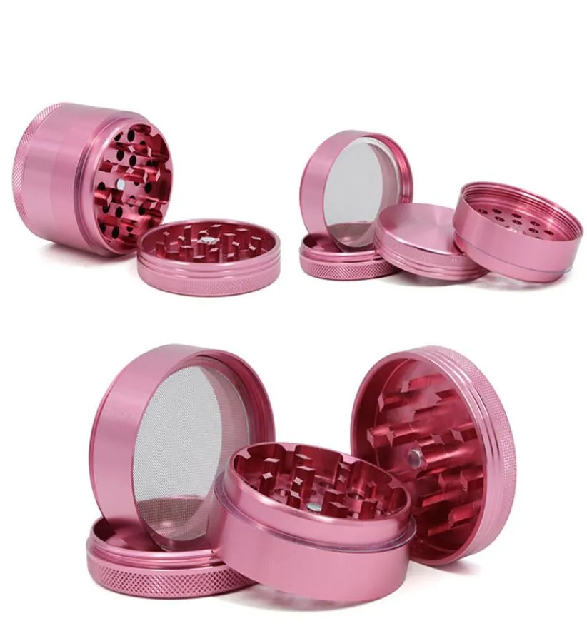 Rökning rosa slipmaskiner 55mm 4 lager 5 färger zicn legering cnc tänder färgglada torr ört metallkvarn8865907