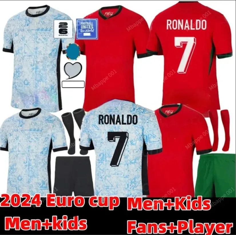 24 25 Portugal B.Fernandes Soccer Trikots Nationalmannschaft Europäischer Pokal Bruno Fernandes Joao Felix Ronaldo Bernardo Diogo J. Joao Cancelo Football Shirt Kits Sock Full