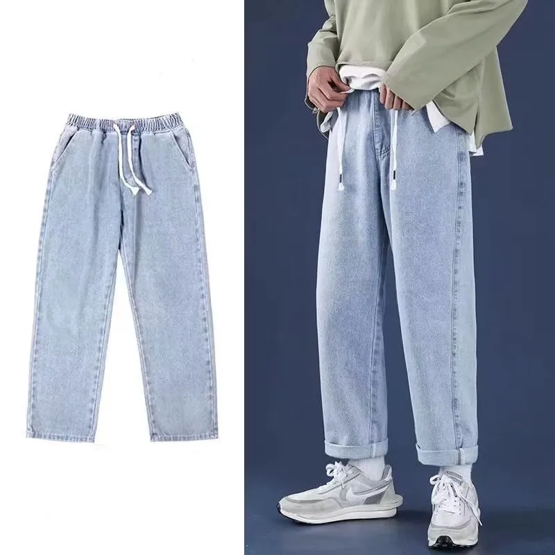 Spring Fall Men's Jeans High Street Loose Straight Wide Leg Denim Long Pants Motorcykelbyxor Sport Mänkläder Casual Mens Womens Streetwear Hip Hop Trousers 3xl