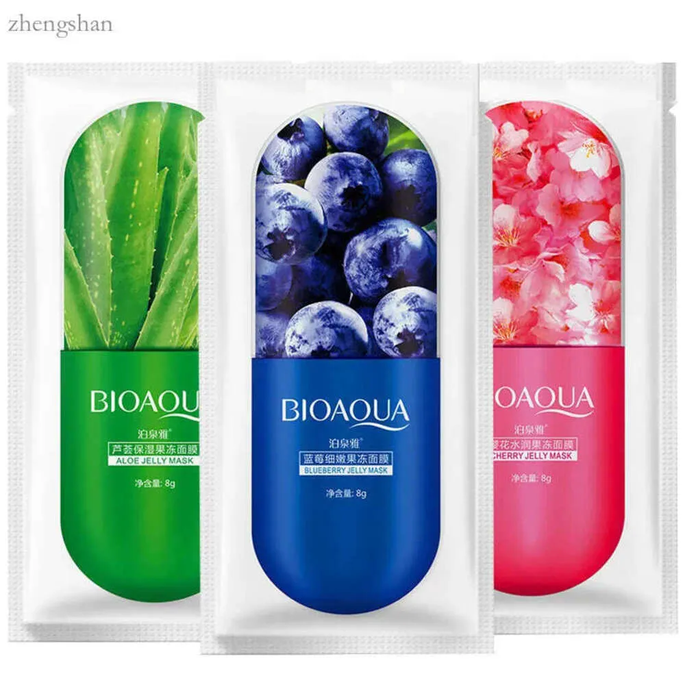 Bioaqua Jelly Care Care Aloe /Blueberry /Cherry Blossom Trzy typy Opcjonalnie nawilżająca galaretka maska ​​twarzy 1pcs B236