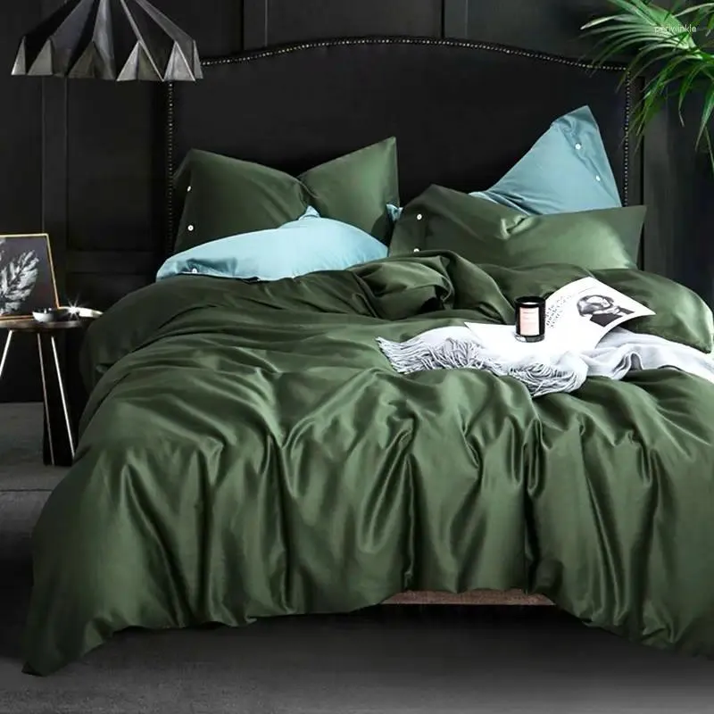 Set di biancheria da letto 35egyptian cotone lungo 600tc set di letti a colore solido satinato comodo coperchio piumino