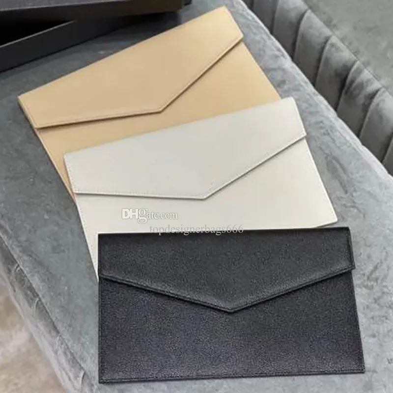 Classic Uptown Pouch designer Clutch in grain de poudre Embossed Leather Envelope bag crocodile shiny Flap Closure Metal Wallet
