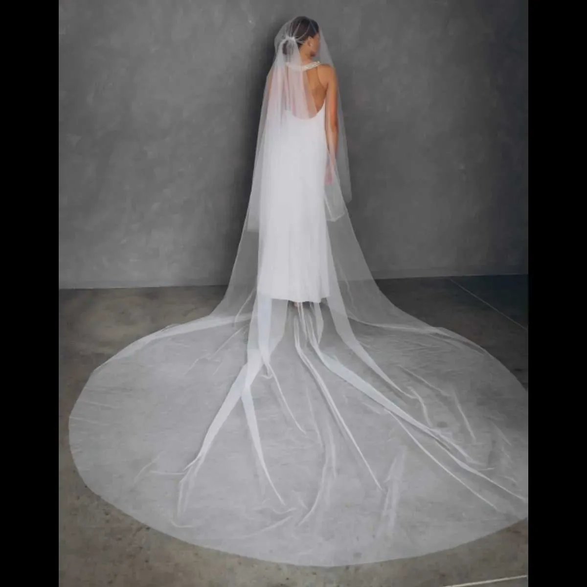 Hair Jewelry v25 Long Cathedral with Blusher 2 Tier Bridal Veil Cover Face Drop Style Accessories for Wedding Brides_voghion.com