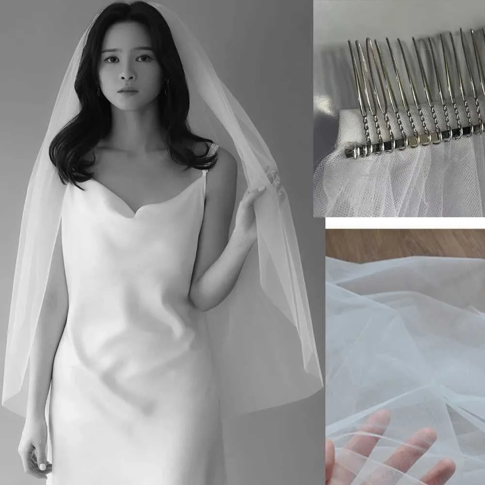 Hair Jewelry Short Tulle Veils One Layer With Comb Bridal Veil for Bride Wedding Accessories 90cm Length_voghion.com