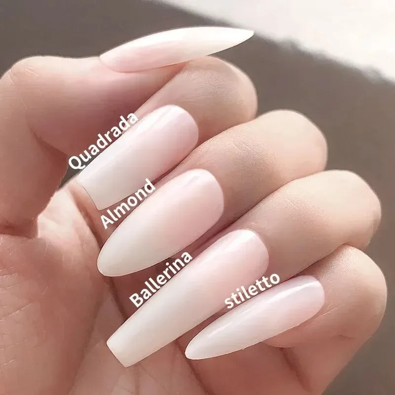 Lot De 500 Faux Ongles Acrylique UV Gel - Longs, Pointus, Blanc Naturel - Neuf