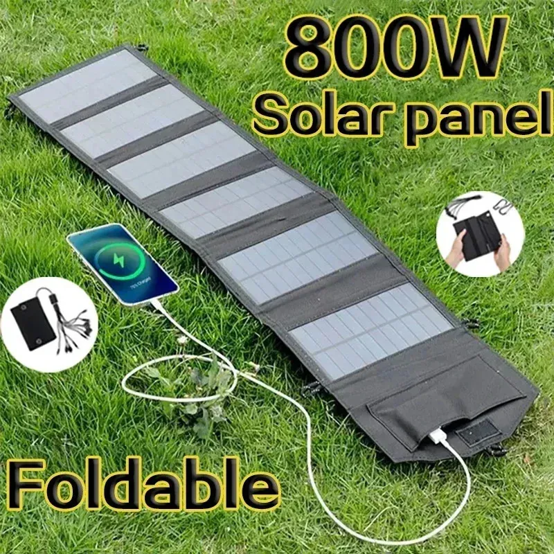 Pannello Solare Portatile, Borsa Pieghevole per Pannello Solare 4 Volte da 40 W con Porta di Ricarica USB, per Escursionismo, Caricatore Solare Monocristallino per Campeggio