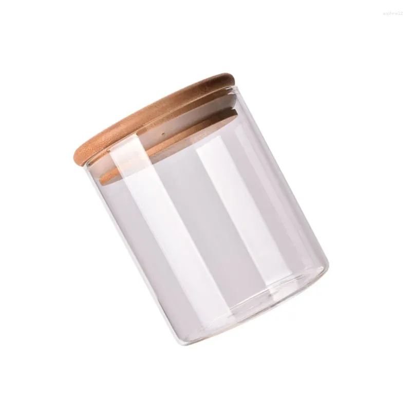 Bottiglie di stoccaggio 175 ml di vetro trasparente in vetro contenitore alimentare a bordo sigillato per sale da zucchero da caffè da tè allentato (65 8 cm con stash di bambù