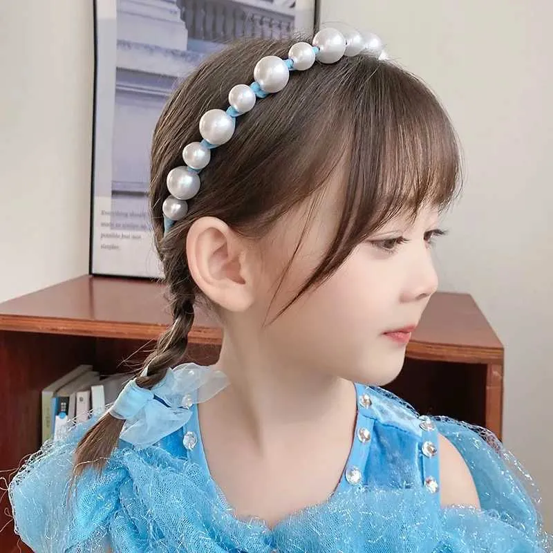 Haarzubehör Korean Perle Bow Ribbon Kinder Haarband Prinzessin Mesh Bogenknot Girls Hair Hoop Stirnband süßer Kopfschmuck Baby Haarzubehör Accessoires