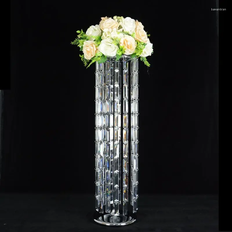 Candle Holders Silver Vases Metal Flowers Rack Crystal Wedding Centerpieces Event Flower Road Lead Home Decoration 10 PCS/