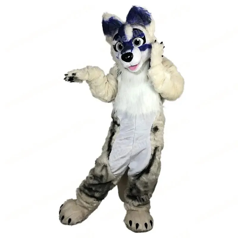 2024 Performance Furry Husky Dog Fox Mascot Costumes Cartoon Carnival Hallowen Performance Unisex Fancy Games Outfit Outdoor Advertising Outfit Suit