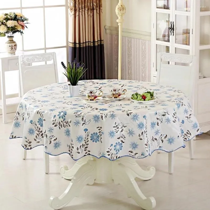 Tkanina stołowa 150 cm wodoodporna dekoracja domowa okładka wielokrotnego użytku przy imprezie kuchennej okrągłe wiejskie w stylu olejowym jadalni kwiatowe