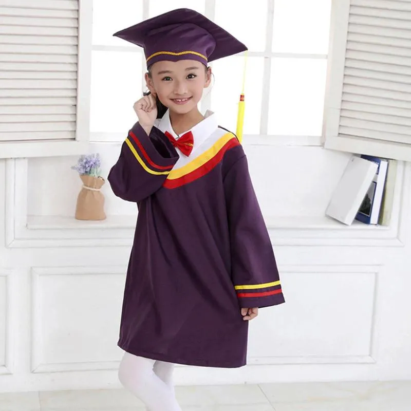 Roupas Defina as crianças do vestido de formatura da escola primária em idade pré -escolar com boné de borla para crianças meninos meninas Role Play Play