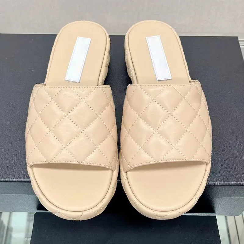hot sale women platform height increasing slippers runway classic brand designer open peep toe summer high quality genuine leather female designer
