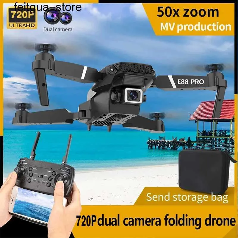 Drohnen E88 Pro Drone Professional 720p Weitwinkel HD -Kamera Festhöhe Fernbedienungssteuerung Falten Quadrotor Hubschrauber Kinderspielzeug S24513