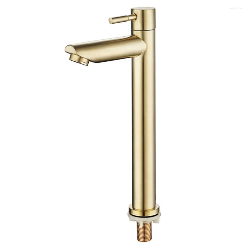 Bathroom Sink Faucets Basin Faucet Stainless Steel Tap Single Hole Cold Water Deck Mounted Vintage Brushed Gold