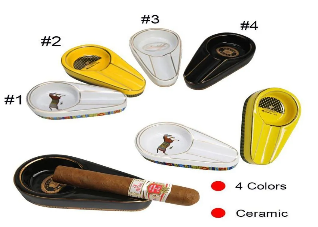 Ashtrays Single Cigar Holder Round Ash Slot Ceramic Ashtray 3 Colors Tobacco Ash For Smoking DHB3466228247