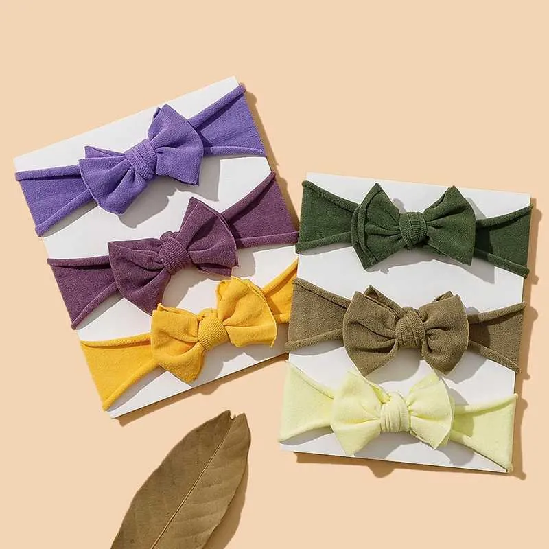 Accessoires de cheveux 3pcs Baby Girls Bow Band Set Couleur Couleur Solie Bowknot Head Wrap Elastic Nylon Newborn Hairs Bands Kids Hair Accessoires