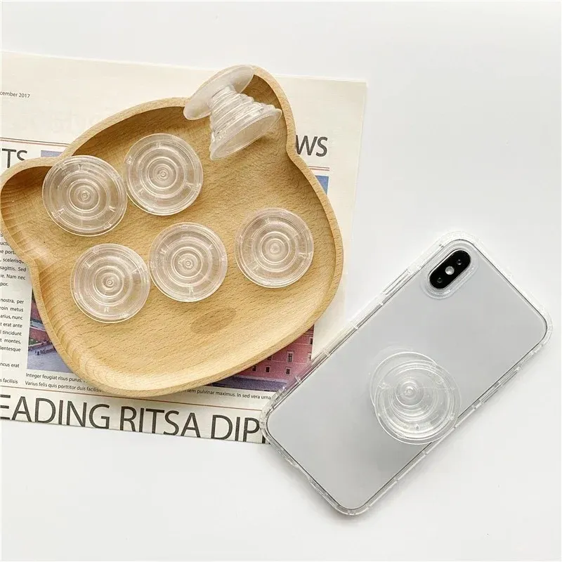 透明な丸い折りたたみグリップトークソケットストレッチ電話ホルダーiPhone huawei xiaomiタブレットスタンド用の指輪ホルダートークフィンガーリングホルダー