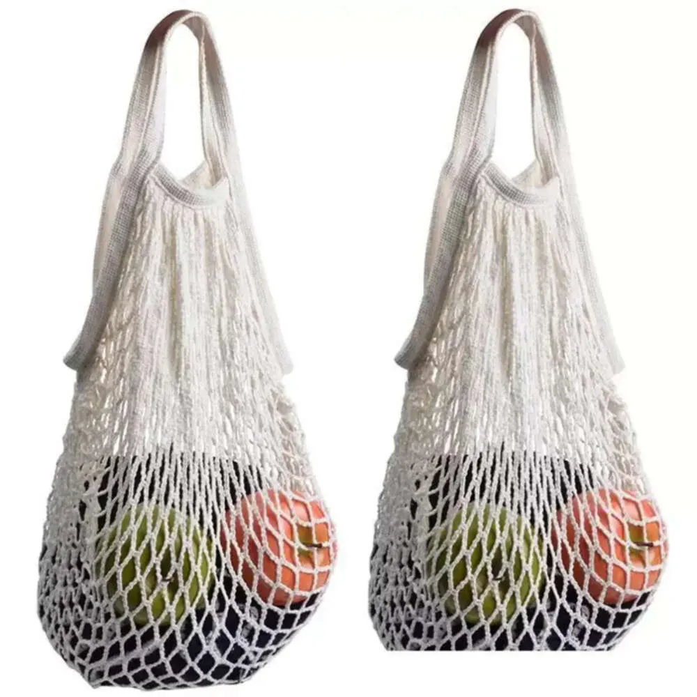 Sträng bomullsgrocery mesh lager återanvändbar producera fruktgrönsakspåsar för shopping utomhus xu