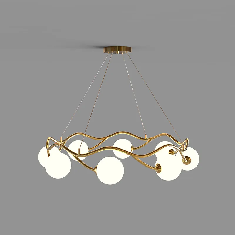 Gouden luxe kroonluchter LED -glazen bal hanglampje voor woonkamer slaapkamer restaurant hangende lamp indoor decor armatuur