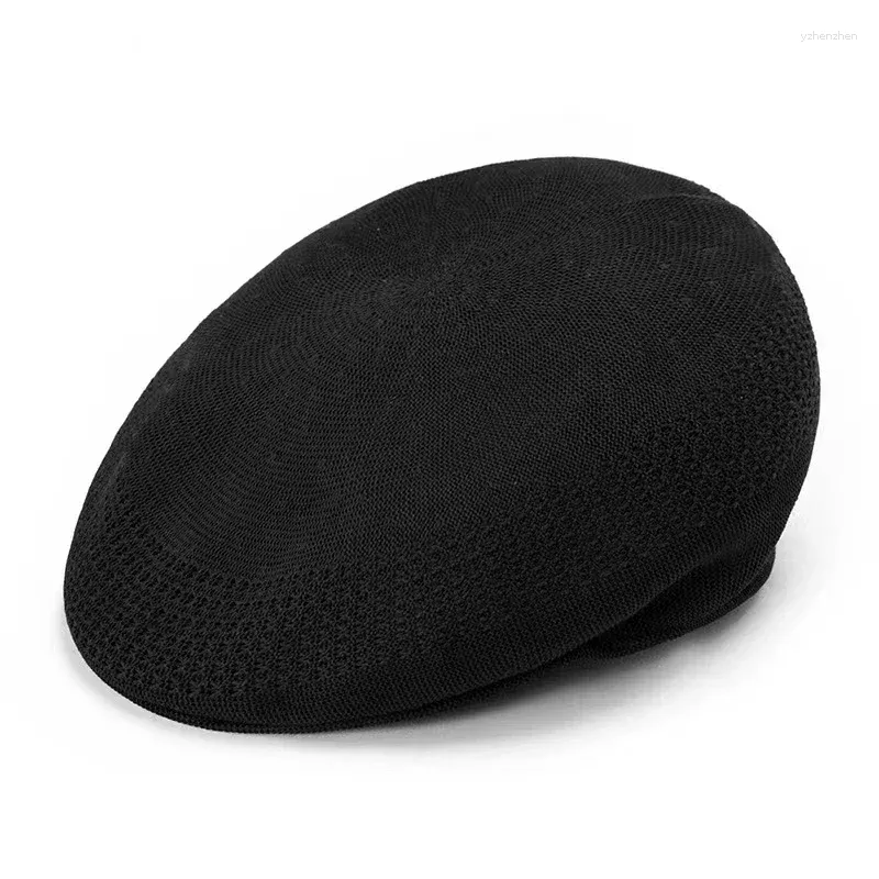 Boinas de cor de cor de cor sólida chapéu grande para homens homens verão fino e respirável tampa de malha de primavera preto cáqui vermelho