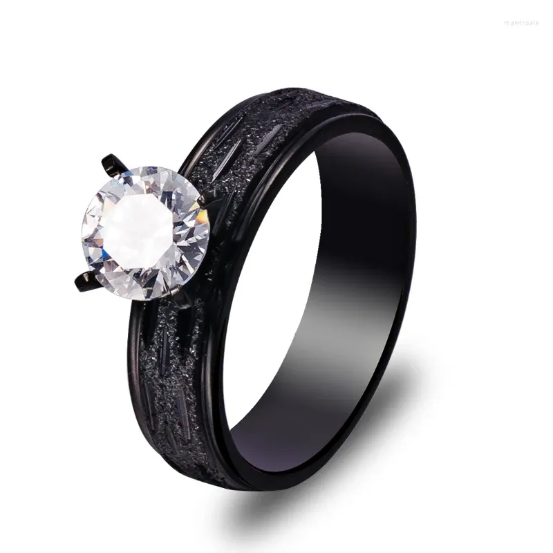 Cluster Anneaux Antiquise Alliance Designer Female Ring Noir en acier inoxydable mâle Druzy Stone Ladies Bijoux JH1508
