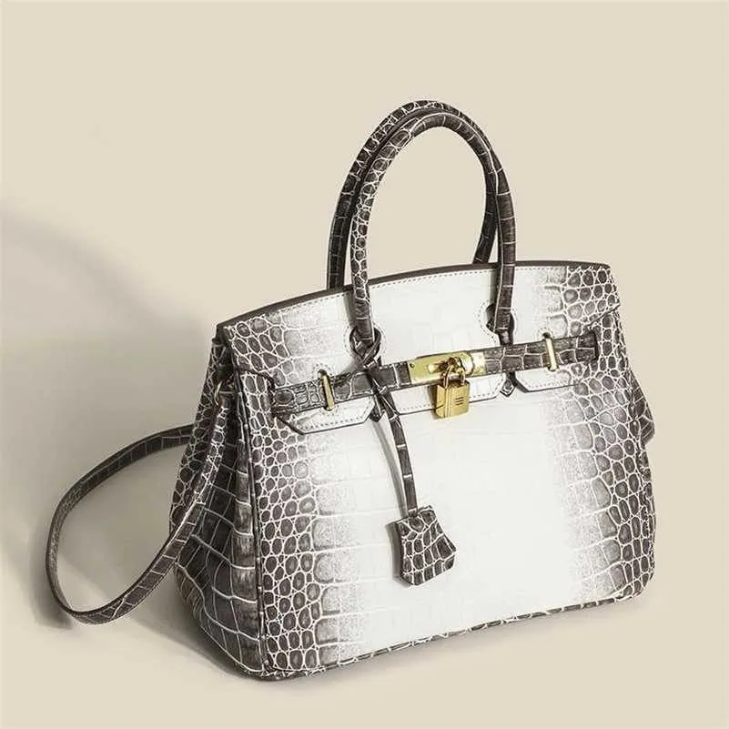 Сумочная платиновая дизайнерская женская сумка Гималайская мода высокое чувство аллигатор одно плечо -мессенджер семейный стиль 7H9U