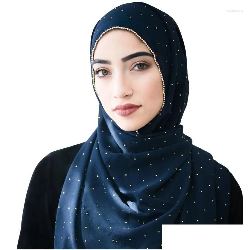 Etniska kläder Guld Lurex Glitter Chiffon Hijabs Scarf For Muslim Women Shimmer Edge Shawl Lady Wrap Pashmina Stole Bufandas Hijab Dhqua