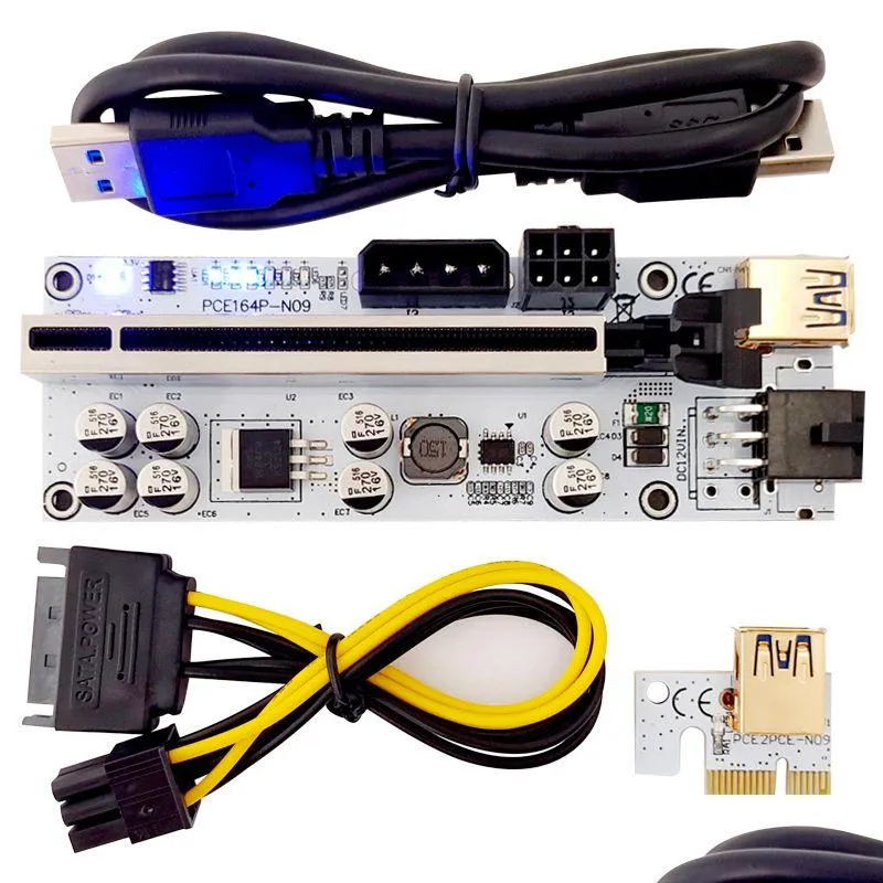 コンピューターインターフェイスカードコントローラーホワイトVer 010x PCIERISERカード6 LEDフラッシュライト8コンデンサ009S 010SプラスPCI-E 1X〜16 OTGOZ