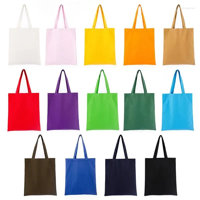 Boodschappentassen vrouwen duurzame canvas blanco boodschappen gewoon tote dame multifunction schoudertas herbruikbare recycle handtas 14 kleuren