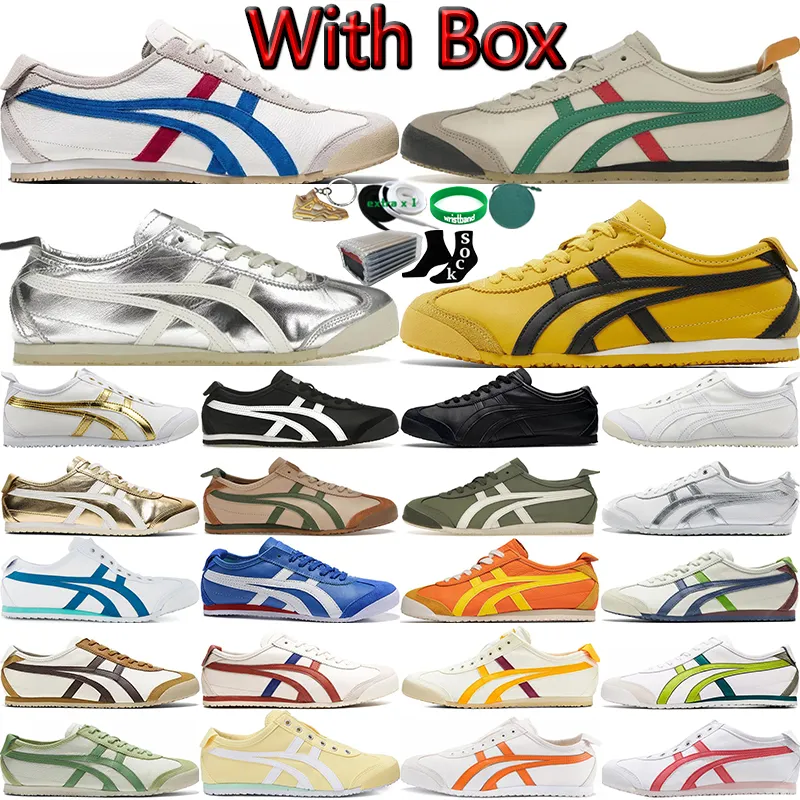 Med Box Onitsukas Tiger Mexico 66 Sneakers män Kvinnor Casual Shoes Running Tokuten Kill Bill Birch Black White Pink Chrome Silver Sports Outdoor Trainers Loafer
