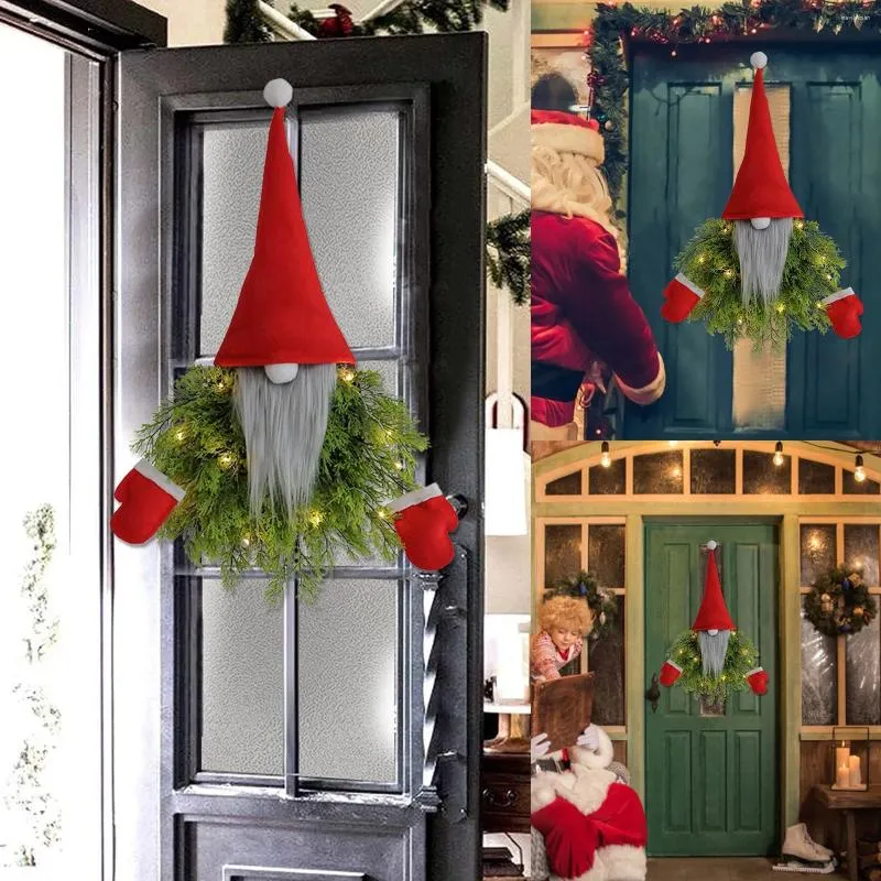 Fiori decorativi Christmas Fiding Door Celebrazione delle feste in ghirlanda di accoglienza per il gancio di benvenuto