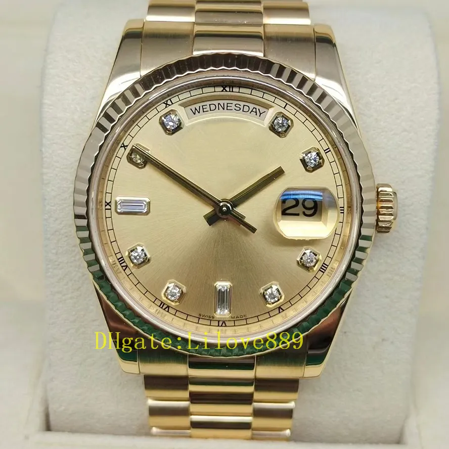 NIEUWE FASOM HENSSCHAP 3235 Mechanische automatische beweging 36 mm Diamond Sapphire waterdichte wijzerplaat 18k gouden band 118238