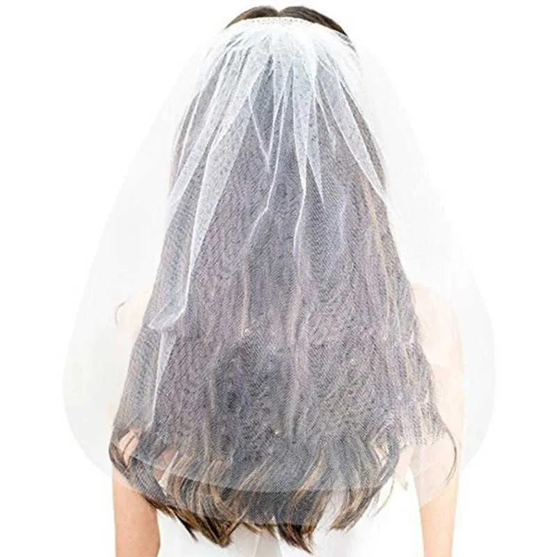 Hair Jewelry Bachelorette Party For Bridal Shower Bride To- Be with Comb Short Wedding Veil_voghion.com