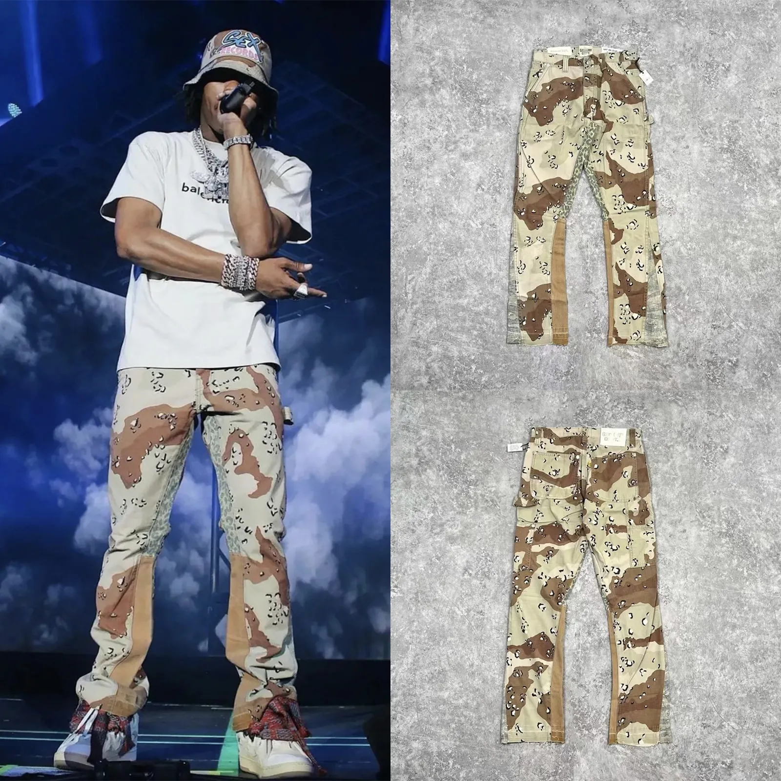 DHgate.com:Mens Desert Camo Spliced Casual Flared Pants - Streetwear  Vintage Trousers:Apparel