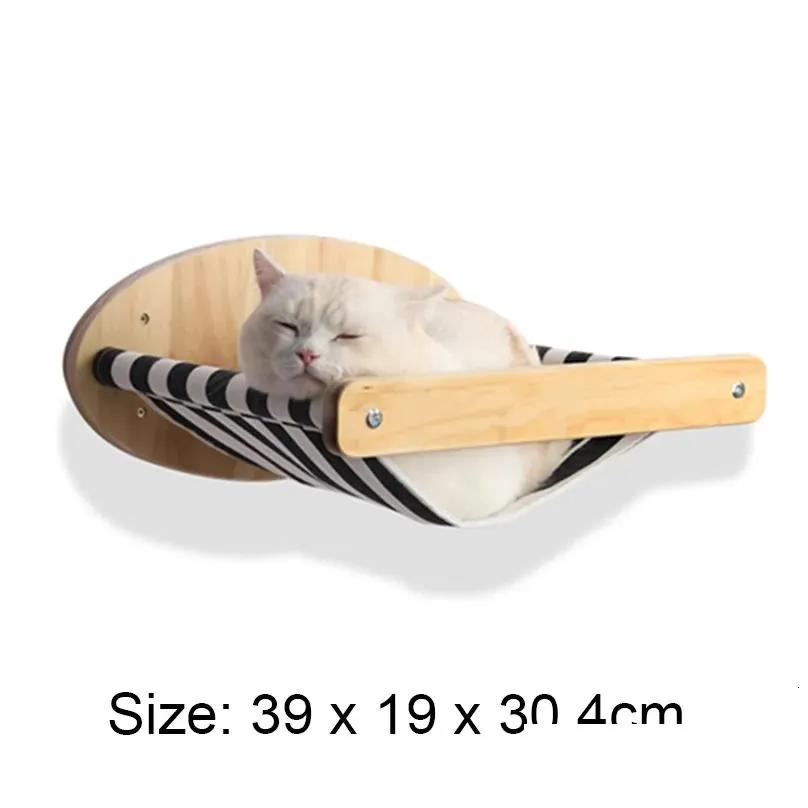 Cat Meubles Scratchers 1pcwall Hammock Bed Lit pour animaux de compagnie Set Mur Set Perch Wooden Scratch Gesting Post House Tree To DHFF3