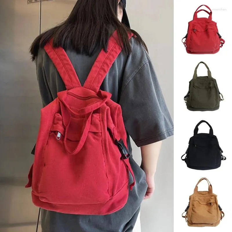 Backpack Women Canvas Girl Fabric School Bag Student Vintage weibliche Laptop Reisen Kawaii Damen