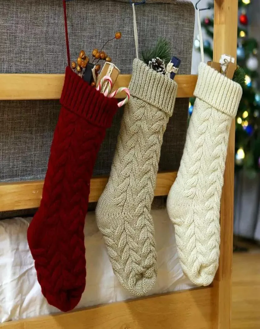 Personalisierte hochwertige Strick -Weihnachtsstrumpf -Geschenktüten Strick Weihnachtsdekorationen Weihnachts -Strumpf Große dekorative Socken FY29321218524